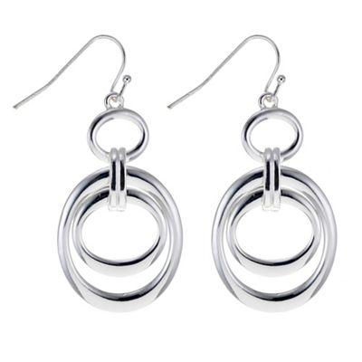 Designer silver oval link drop earring